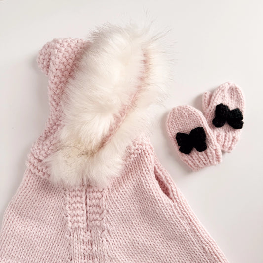 Baby Pink Faux Fur Poncho - Blueberry Hill FW24