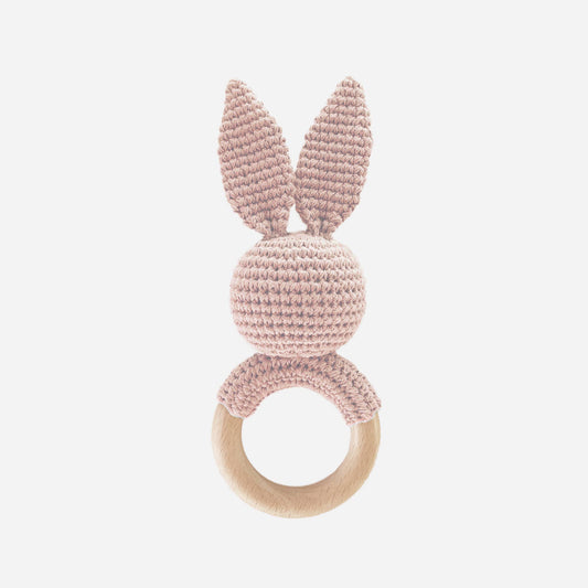 Crochet Rattle Teether Pink Bunny - Blueberry Hill