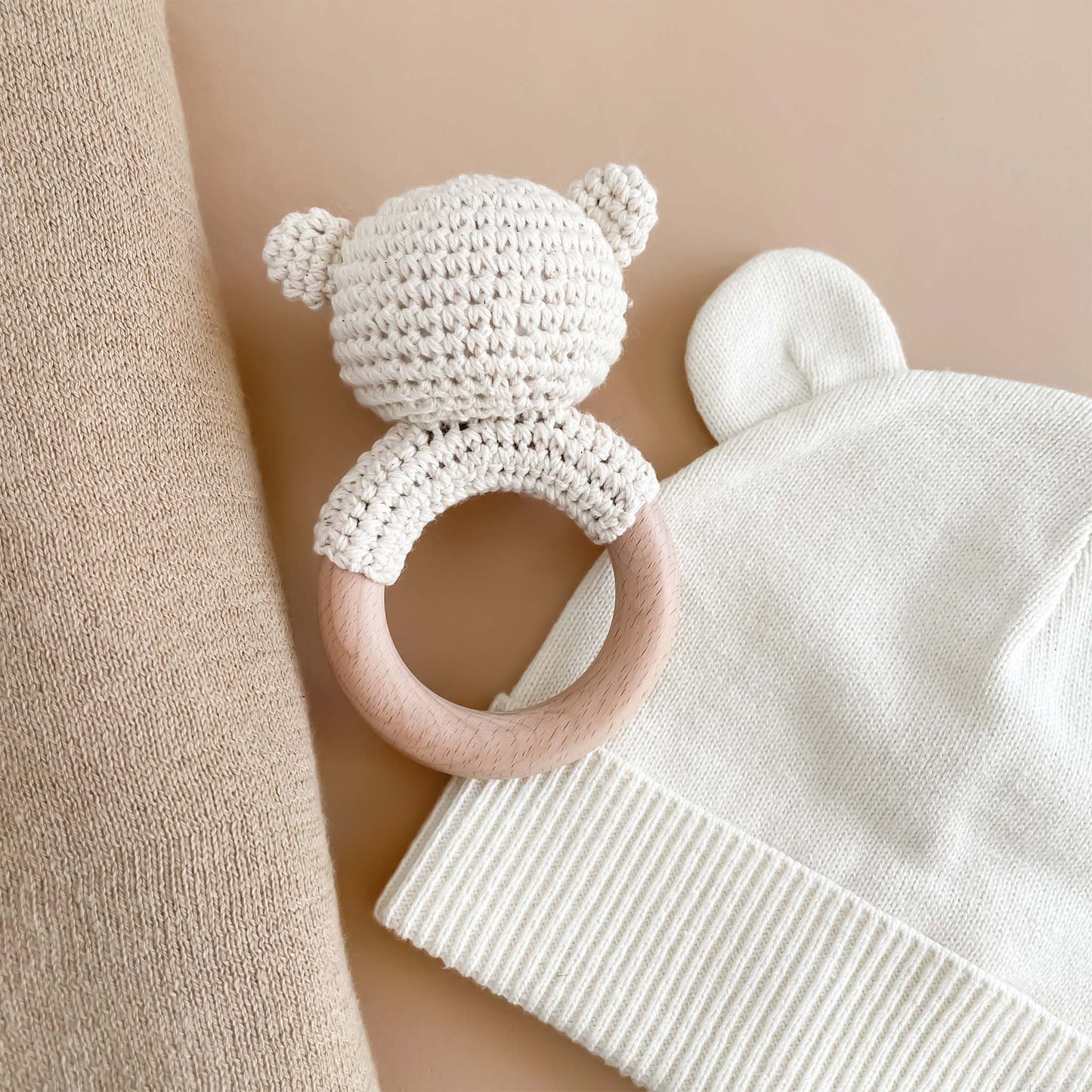 Cotton Rattle Teether Bear - Blueberry Hill