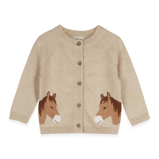 Horse Jaquard Sweater Knit Baby Cardigan