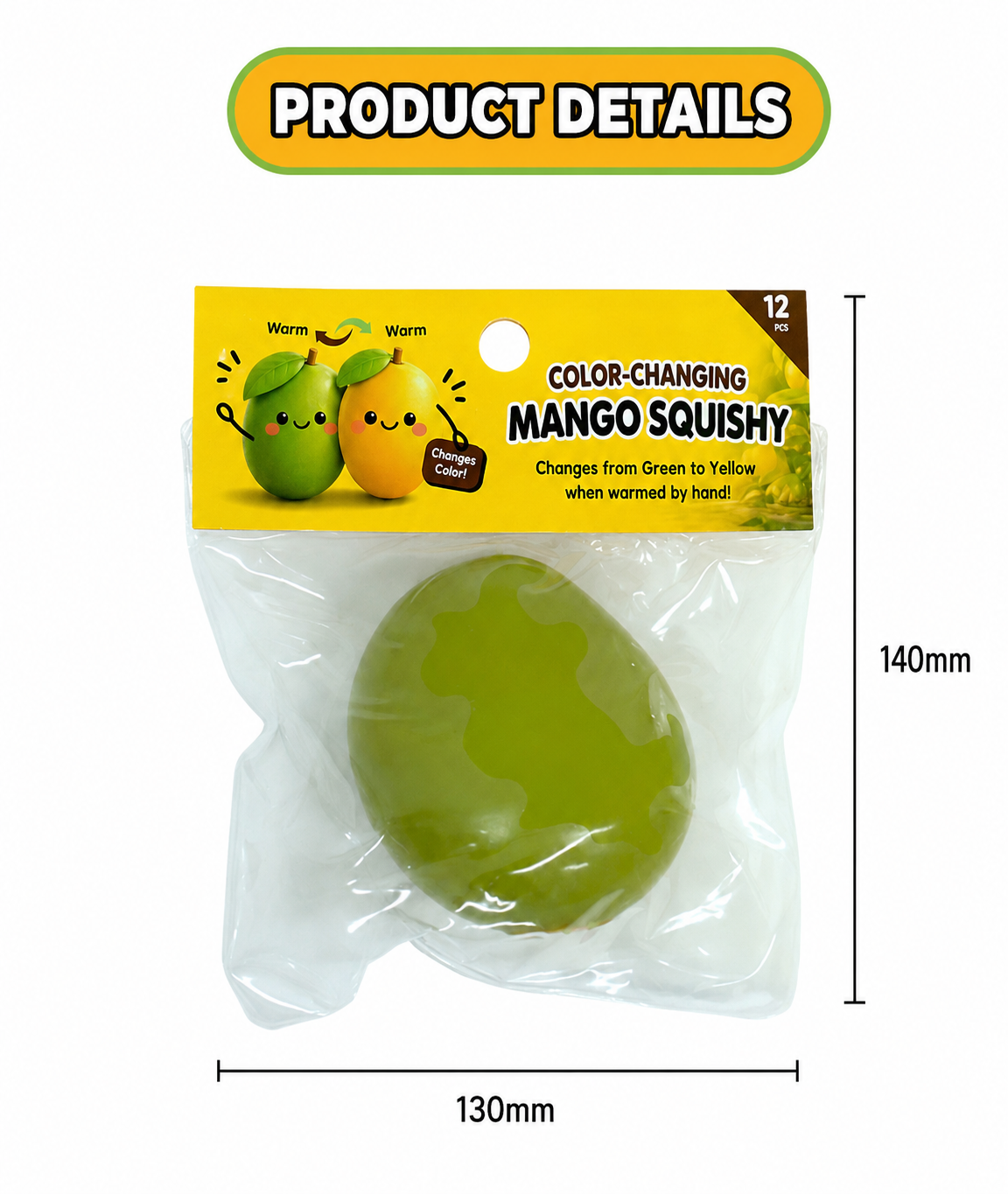 Color-Changing Mango Squishy–Heat Reactive Stress Relief Toy