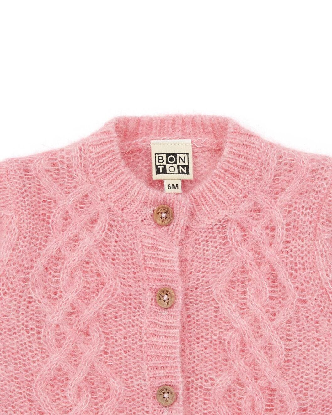 Pink Alpaca Cable Cardigan - Bonton