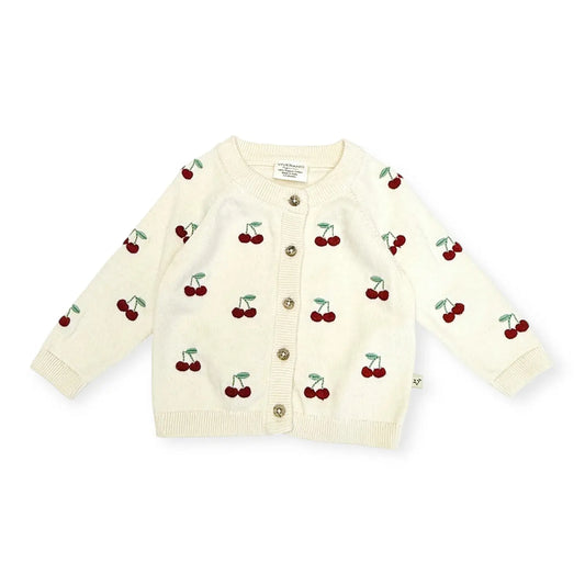 Cherry  Embroidered Knit Baby Cardigan