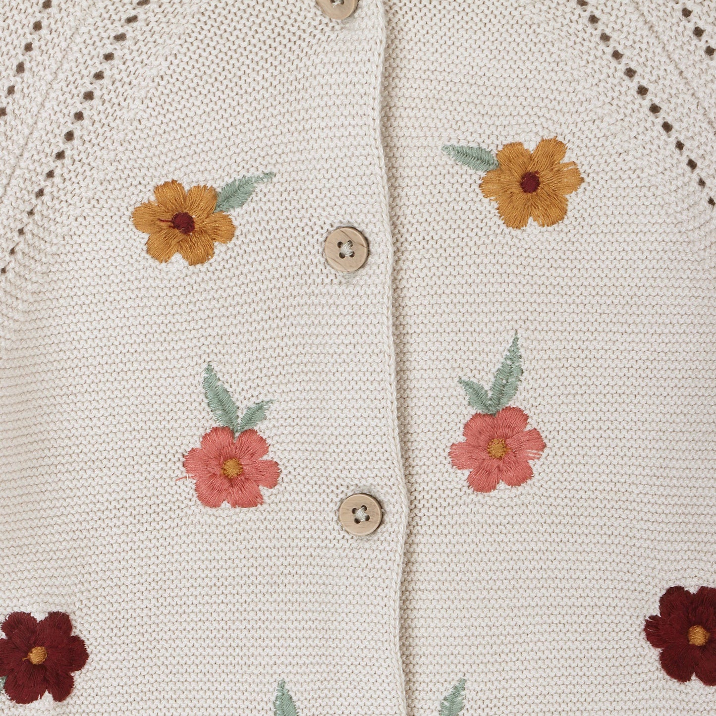 Floral Embroidered Pearl Knit Baby Cardigan Sweater -viverano