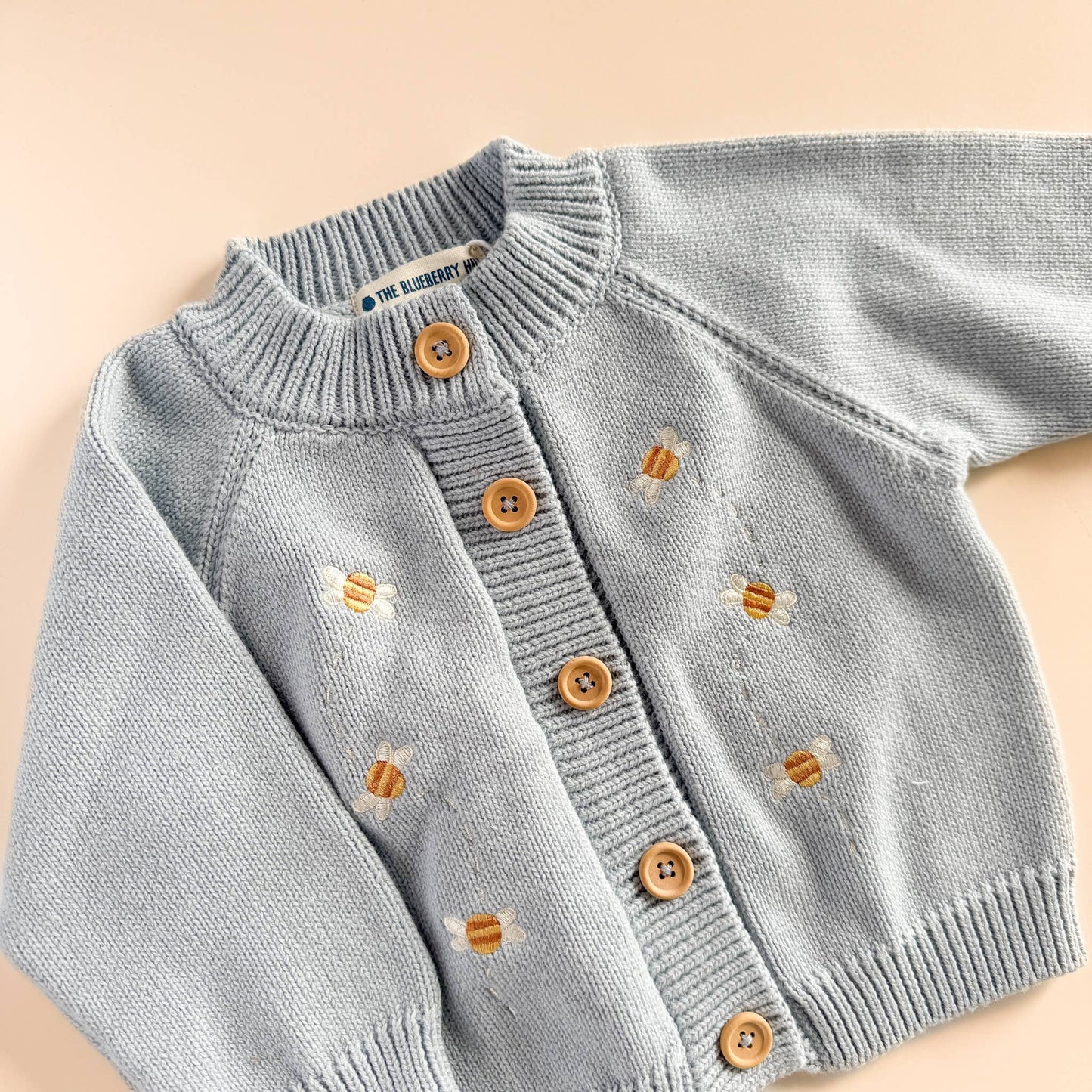 Cotton Bee Cardigan Embroidered Baby Newborn Apparel Spring: Blue / NB 0-6m