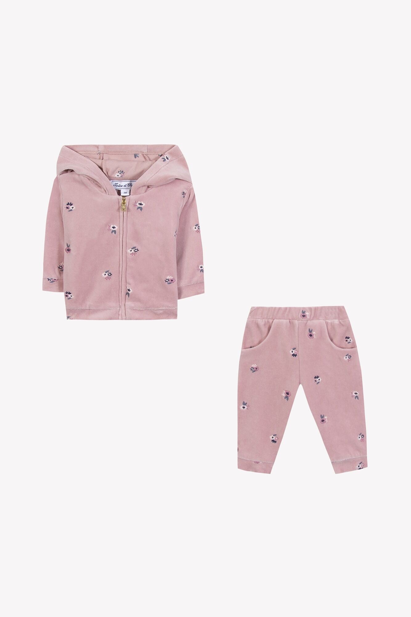 Velour Jogging Suit w Flowers - Tartine et Chocolat FW25