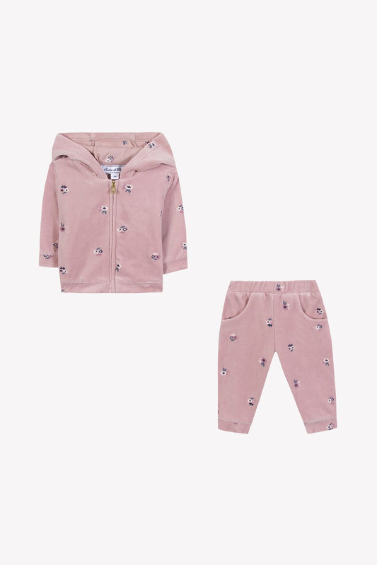 Velour Jogging Suit w Flowers - Tartine et Chocolat FW25