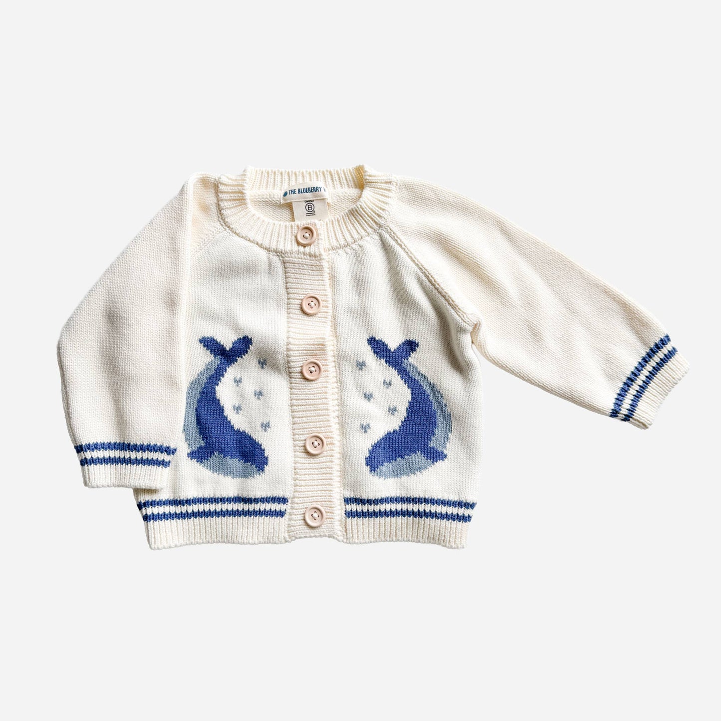 Cotton Whale Cardigan Nautical-Blueberry Hill