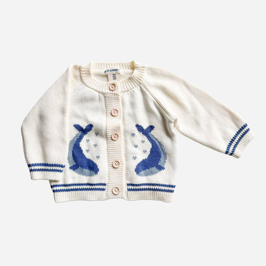 Cotton Whale Cardigan Nautical-Blueberry Hill