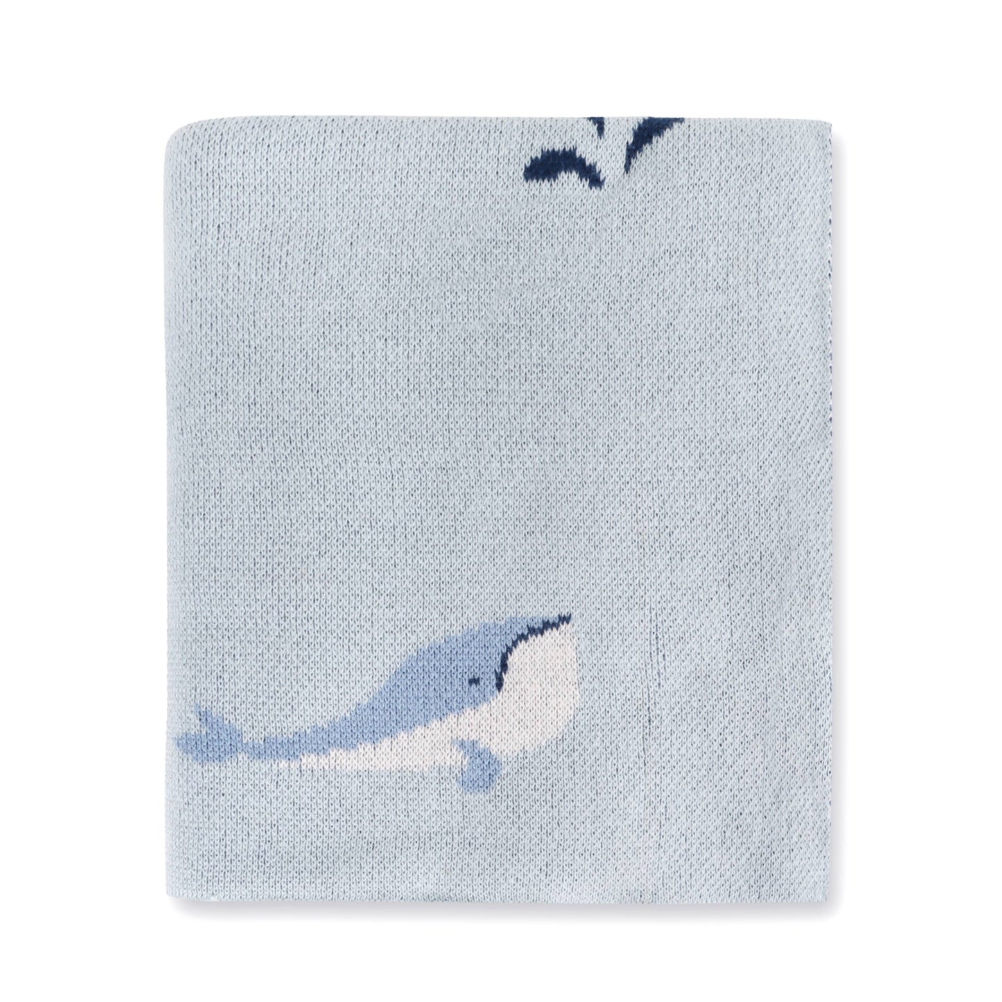 Whales - Organic Cotton Jacquard Knit Baby Blanket: Viverano