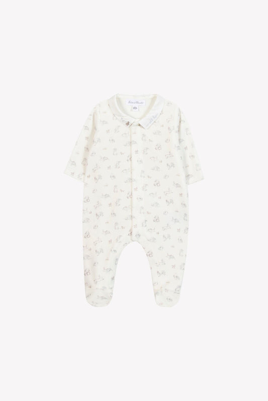 Velour Printed Rabbit Footie-Tartine et Chocolat FW25