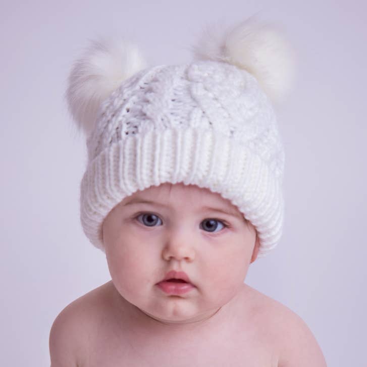 Winter White Fluffer Beanie Hat: huggalugs