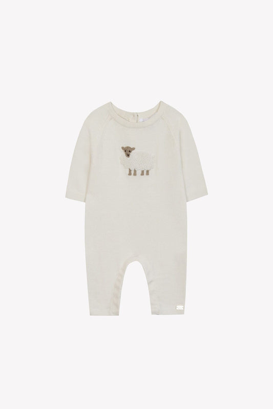 Sheep Embroidered Romper-Tartine et Chocolat FW25