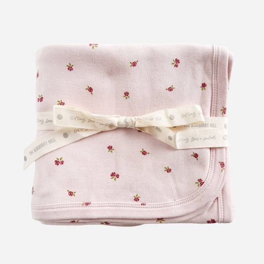 Knit Swaddle Rose Blanket - Blueberry Hill