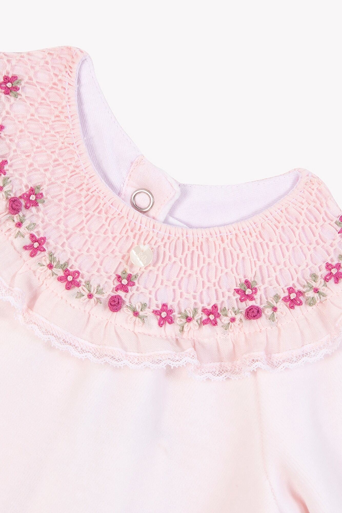 Velour Footie w Floral Embroidery-Tartine et Chocolat FW25