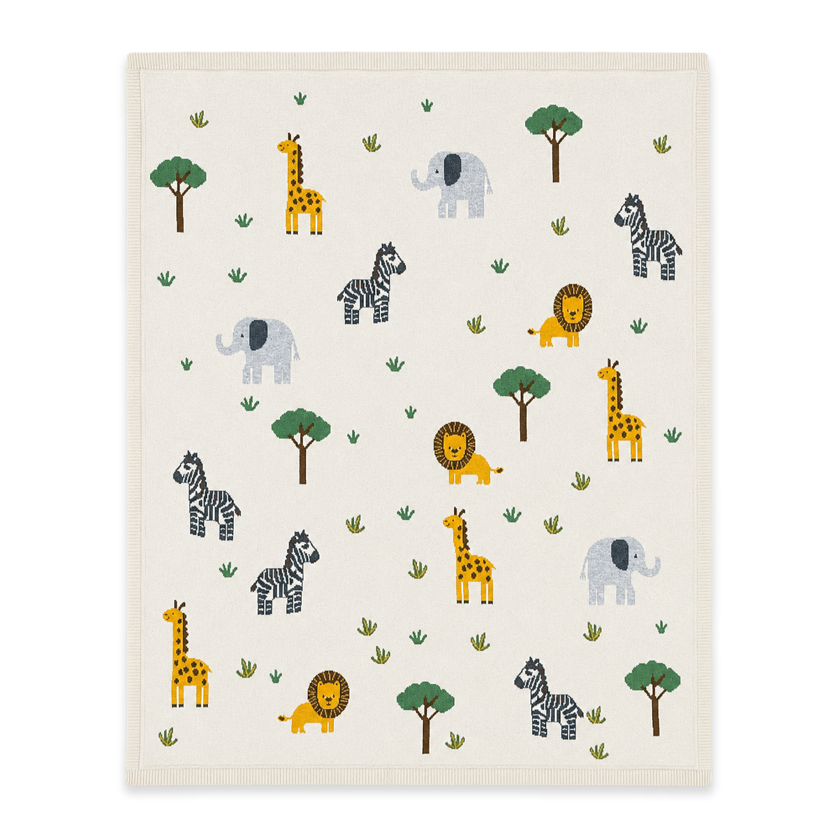 Jungle Pals - Organic Cotton Jacquard Knit Baby Blanket:Viverano