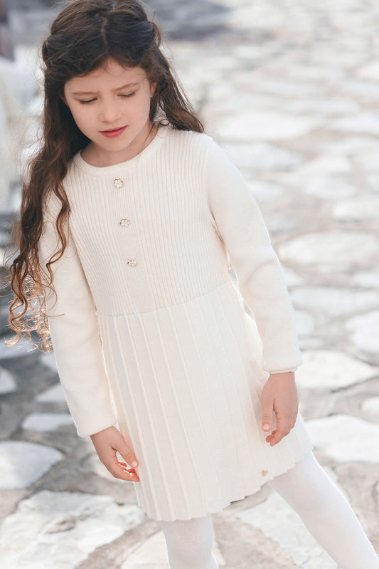 Pleated Knit Dress-Tartine et Chocolat FW25