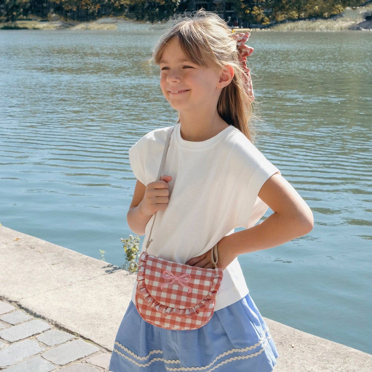 Gingham Ruffle Bow Bag