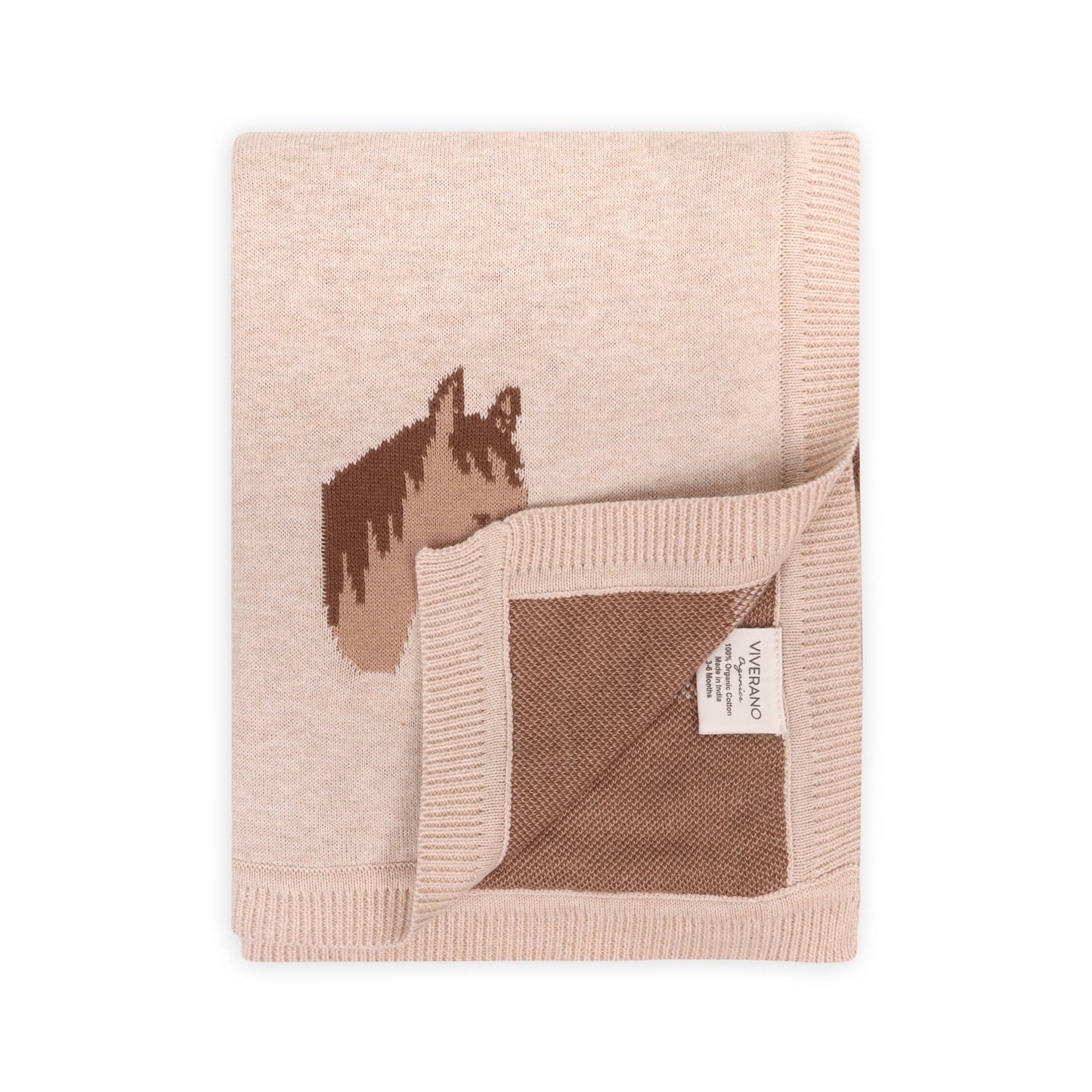 Horse Dreams - Organic Cotton Jacquard Knit Baby Blanket: viverano