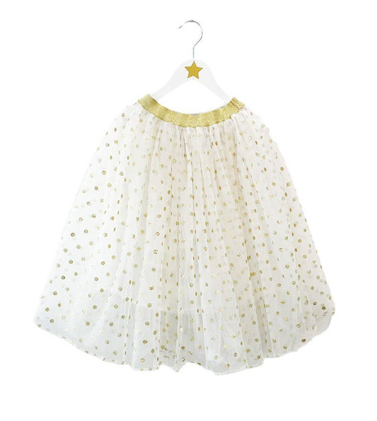 Long petticoat with gold polka dots, elastic skirt, one size