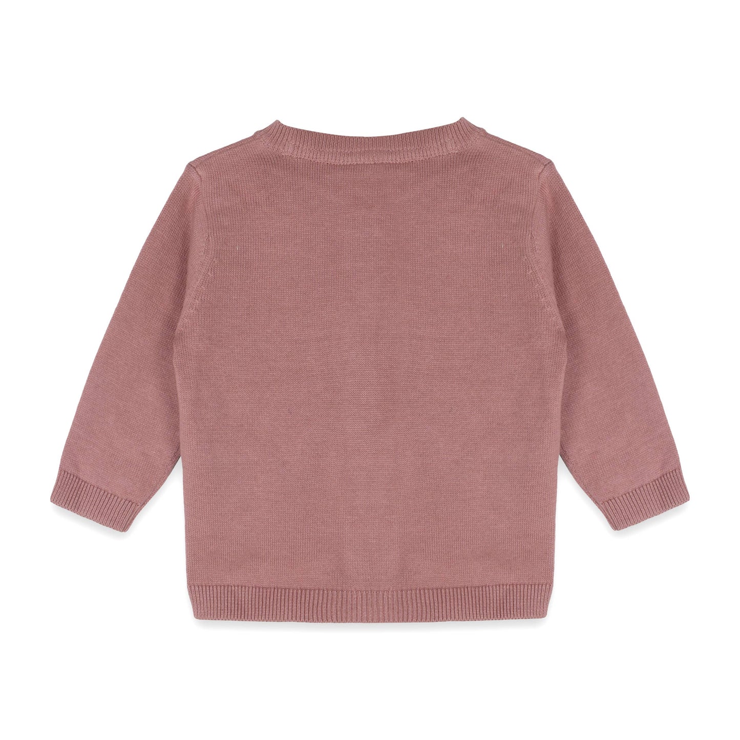 Lamb Jacquard Knit Baby Cardigan Sweater (Organic Cotton): Vintage Rose / 3-6M