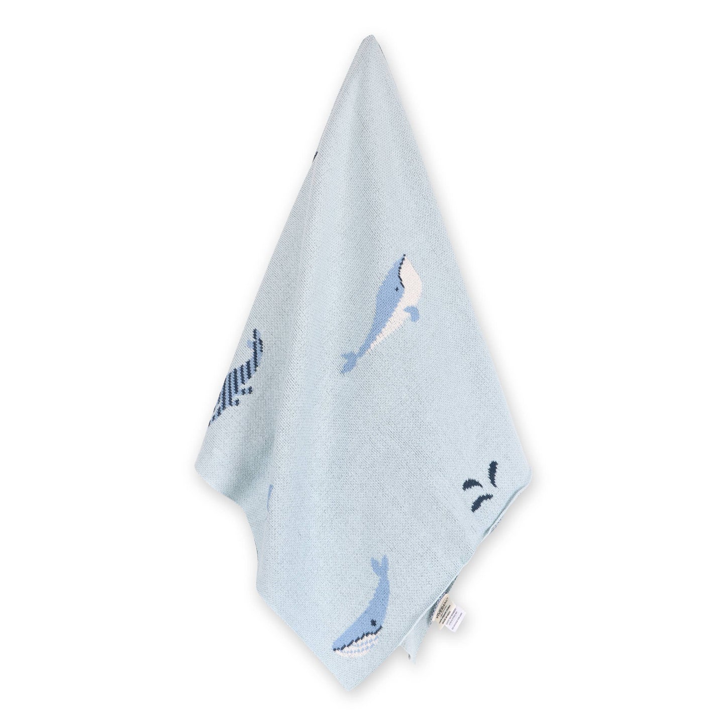 Whales - Organic Cotton Jacquard Knit Baby Blanket: Viverano