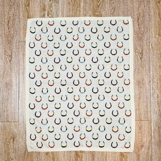Horseshoe - Organic Cotton Jacquard Knit Baby Blanket: Viverano