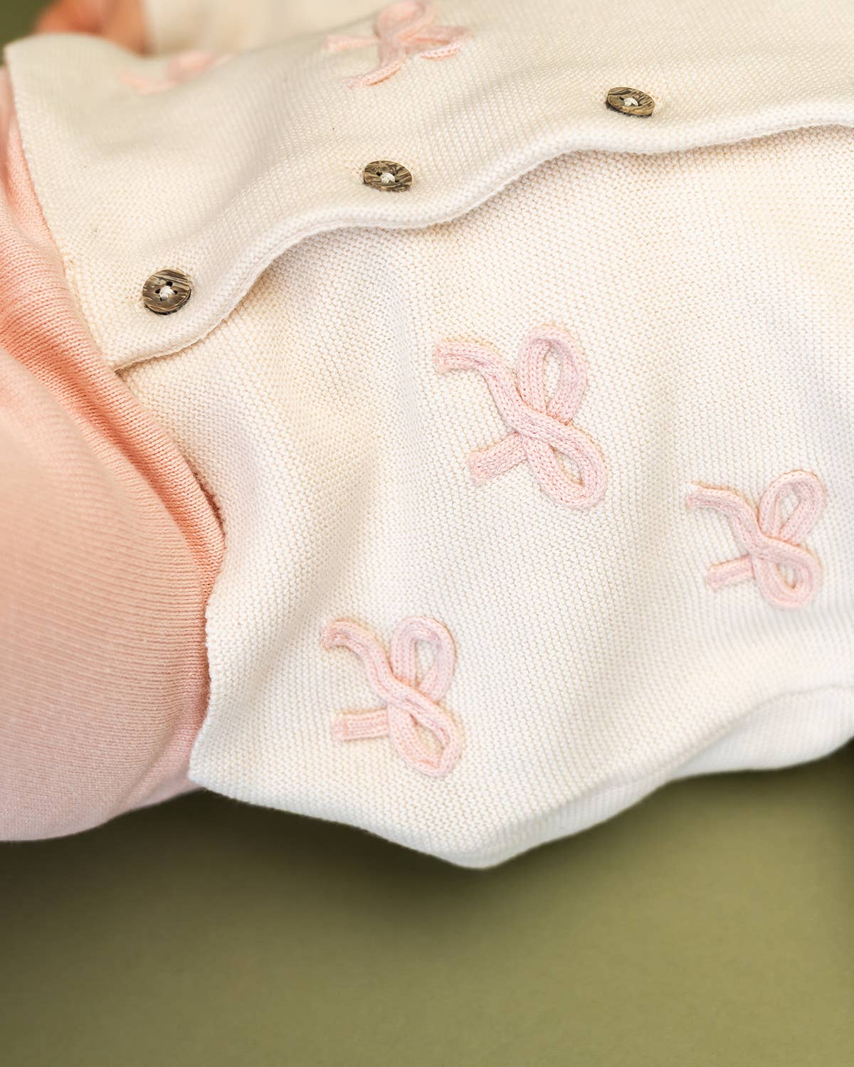 Zoe Bow Sweater Knit Baby Button Cardigan (Organic):