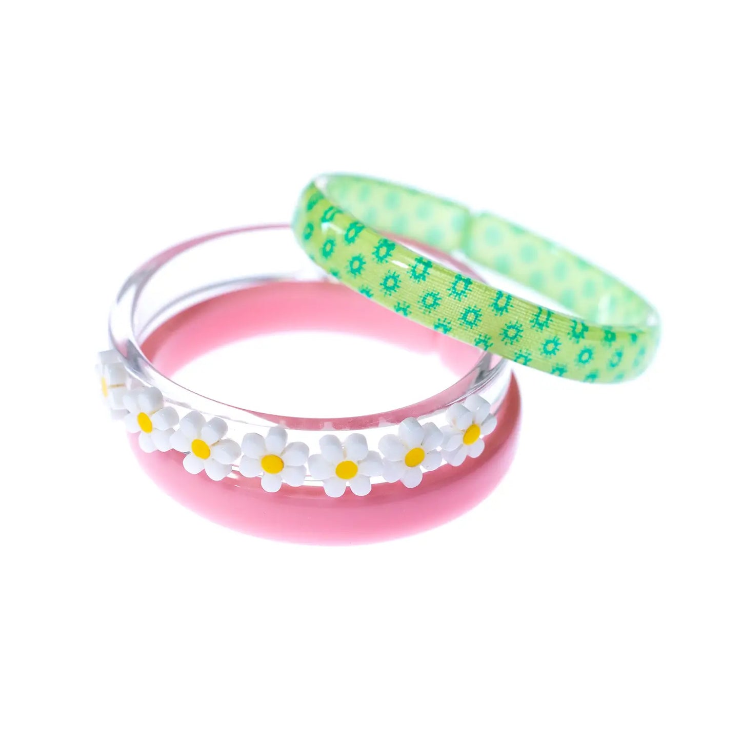 Pink+Green+Daisies Bangles (Set of 3) - Lilies and Roses