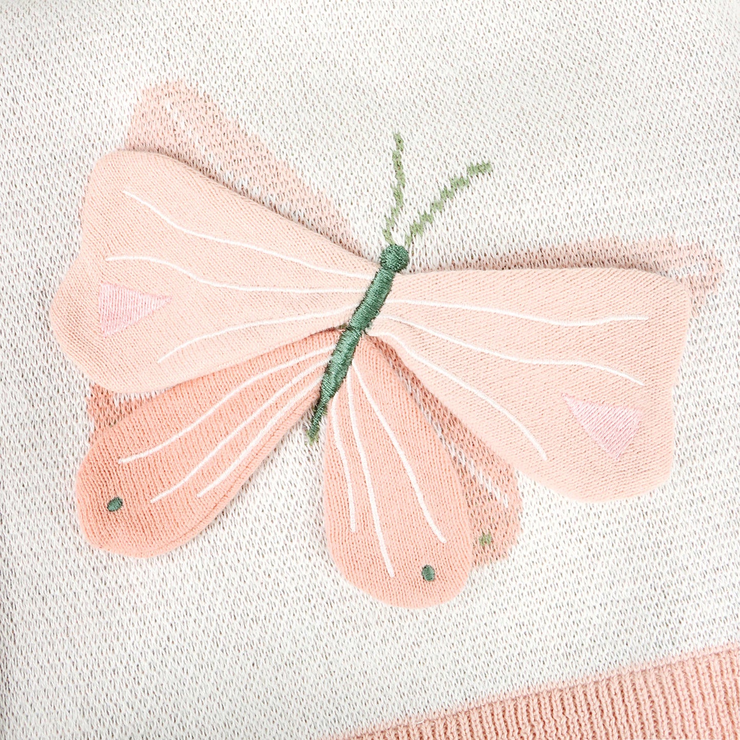 Bloom Butterfly 3D - Organic Jacquard Knit Baby Blanket: Natural / One Size