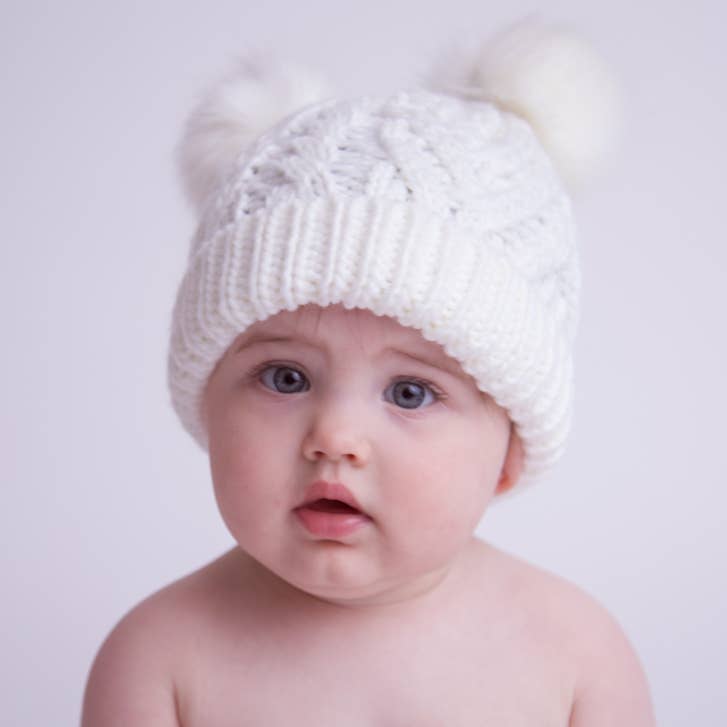 Winter White Fluffer Beanie Hat: huggalugs