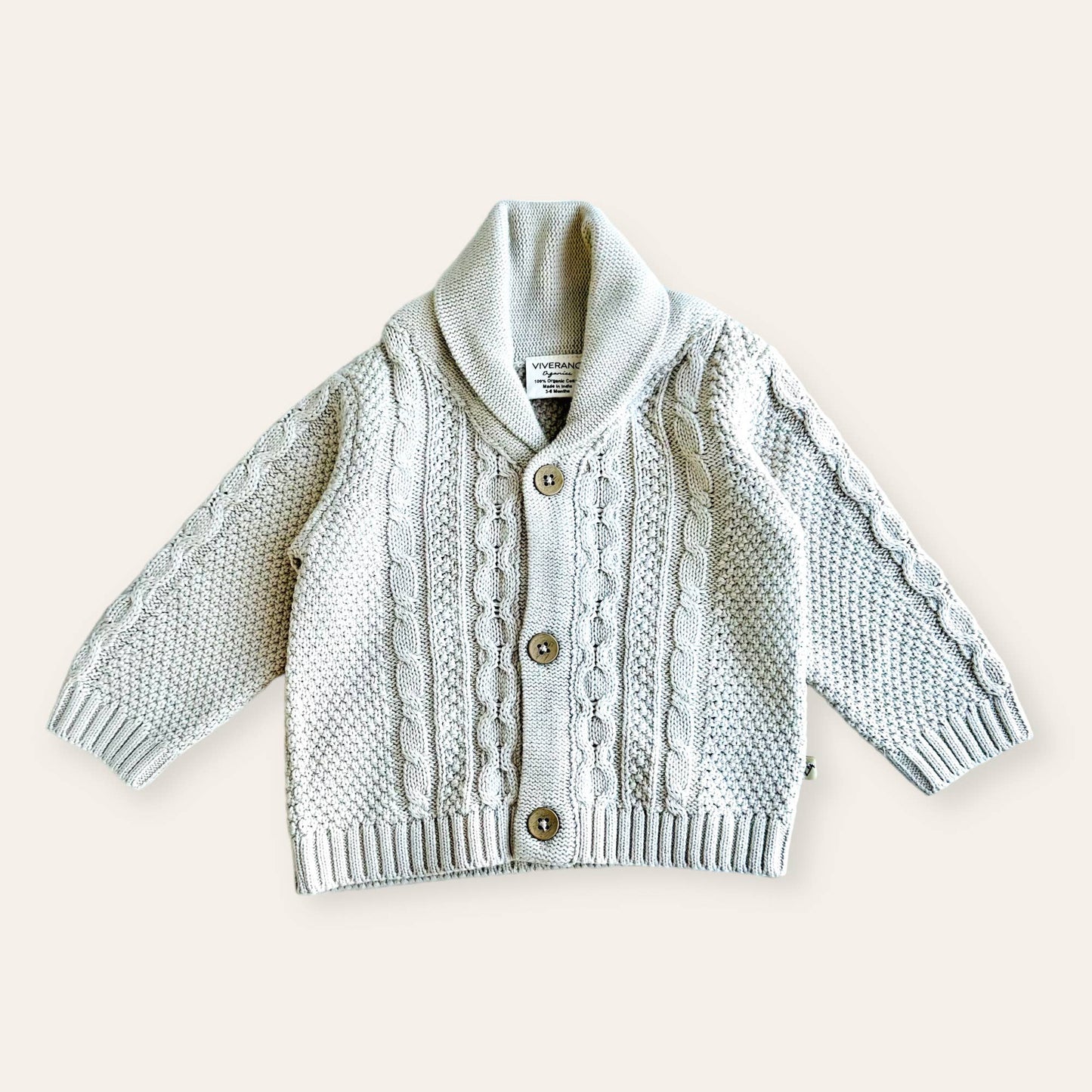 Shawl Collar Cable Knit Cardigan - Viverano Organics