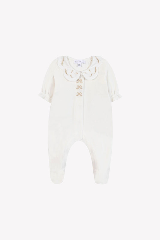 Velour Bow Footie -Tartine et Chocolat FW25