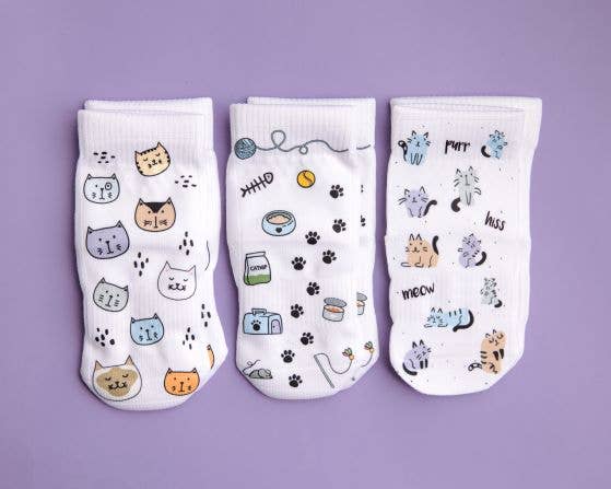 Meow - Non-Slip Baby Socks with Cats, Toys, Paw :
