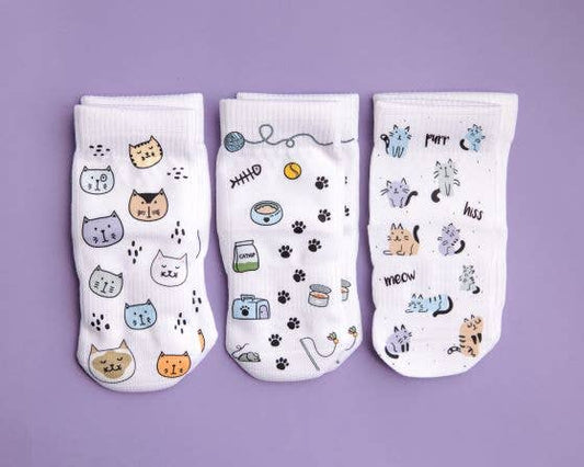 Meow - Non-Slip Baby Socks with Cats, Toys, Paw :