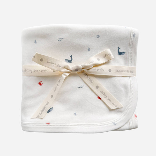 Knit Swaddle Nautical Blanket - Blueberry Hill