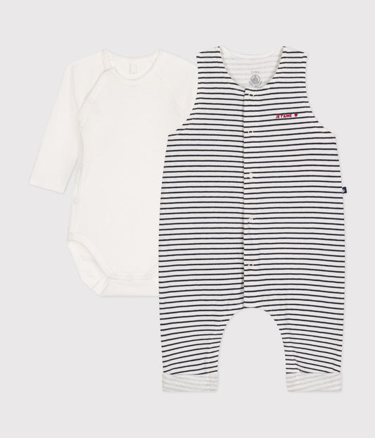 LS Bodysuit and Striped Overalls - Petit Bateau SS24