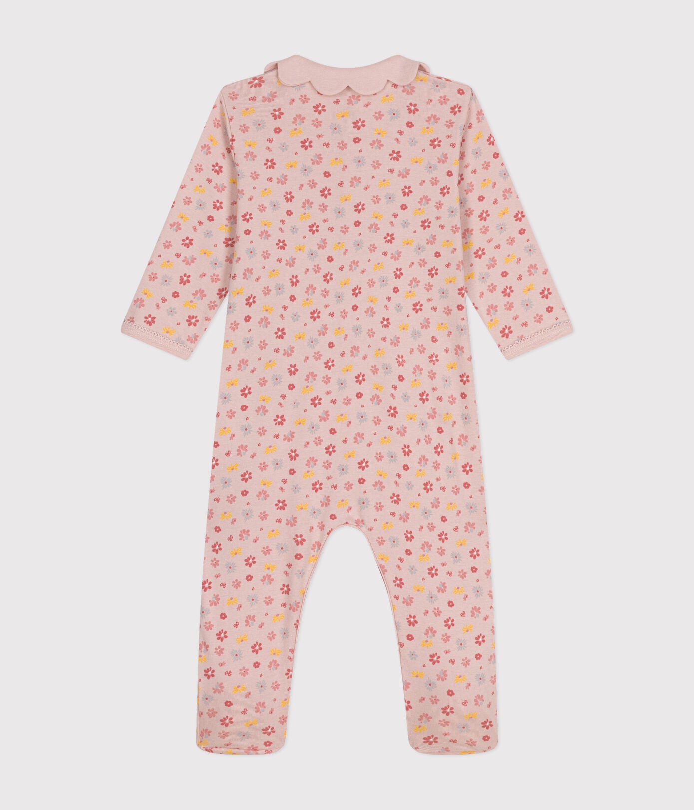 Pink Floral Footie w/ Scallop Collar - Petit Bateau SP24