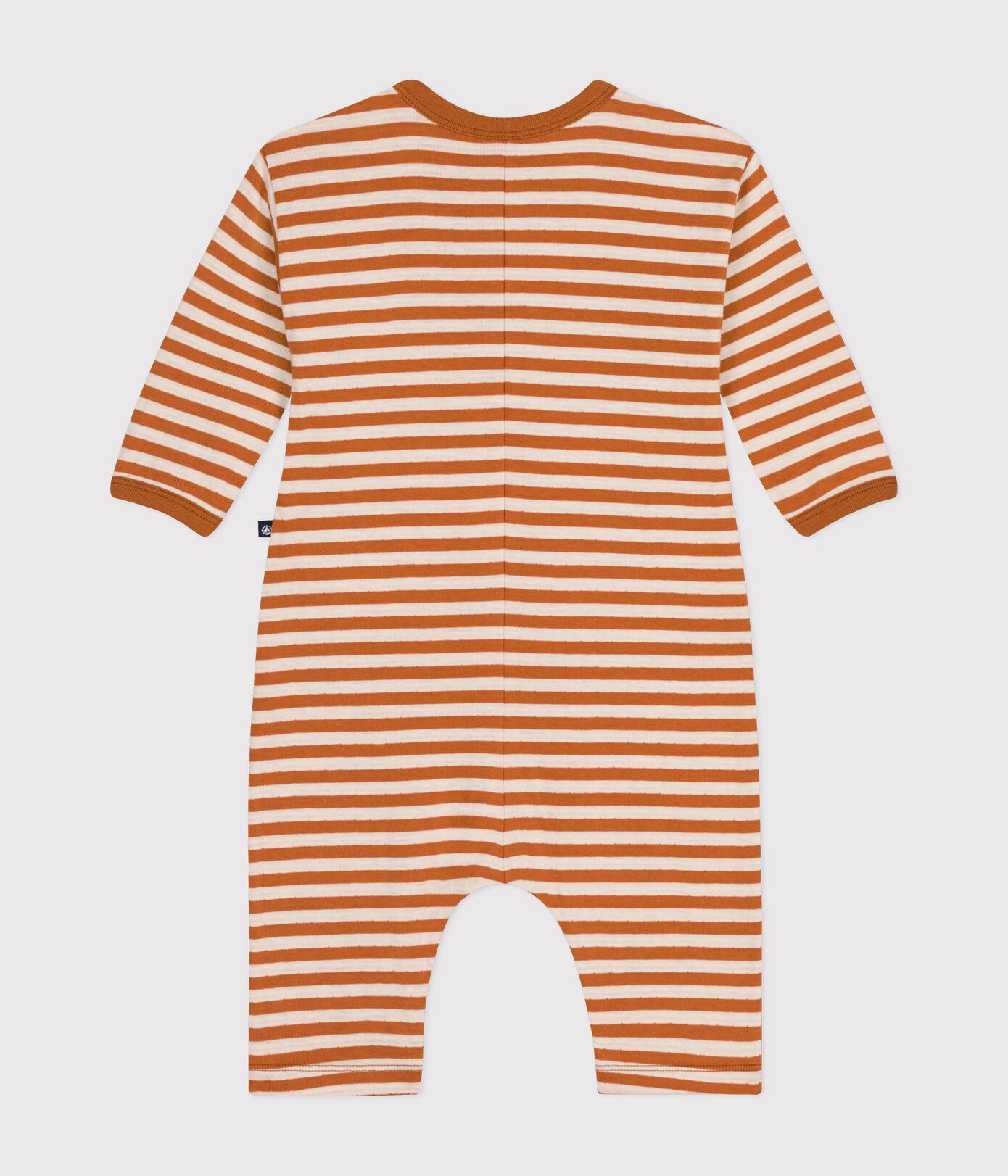 LS Tan Striped Romper - Petit Bateau SS24