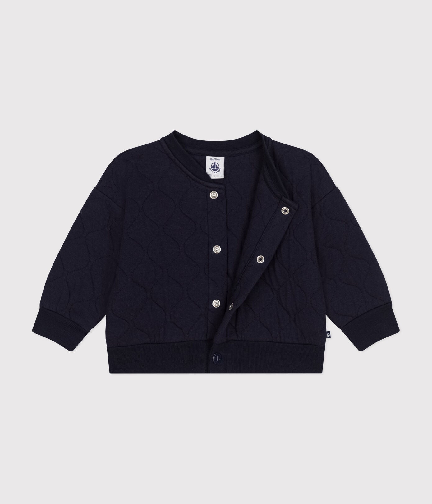 Quilted Navy Snap Cardigan - Petit Bateau SS24