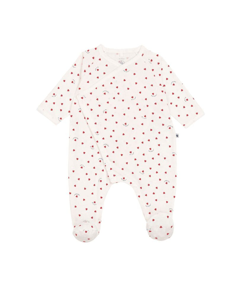 Crossover Snap Heart Print Footie - Petit Bateau FW26