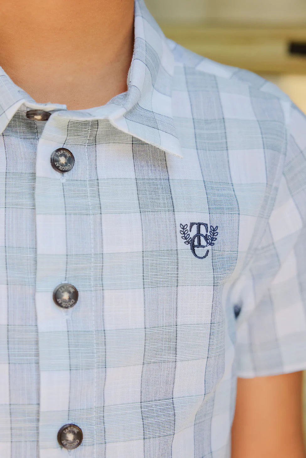 Aqua Check SS Shirt - Tartine et Chocolat SP25