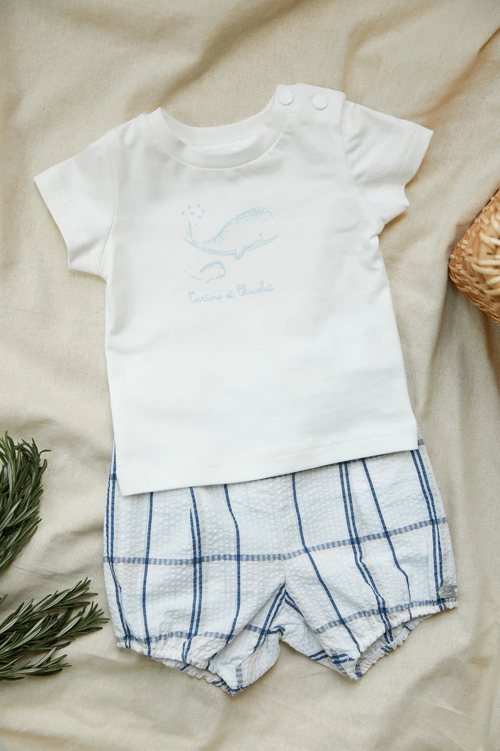 2pc Plaid Short/ Whale Tee- Tartine et Chocolat SP25