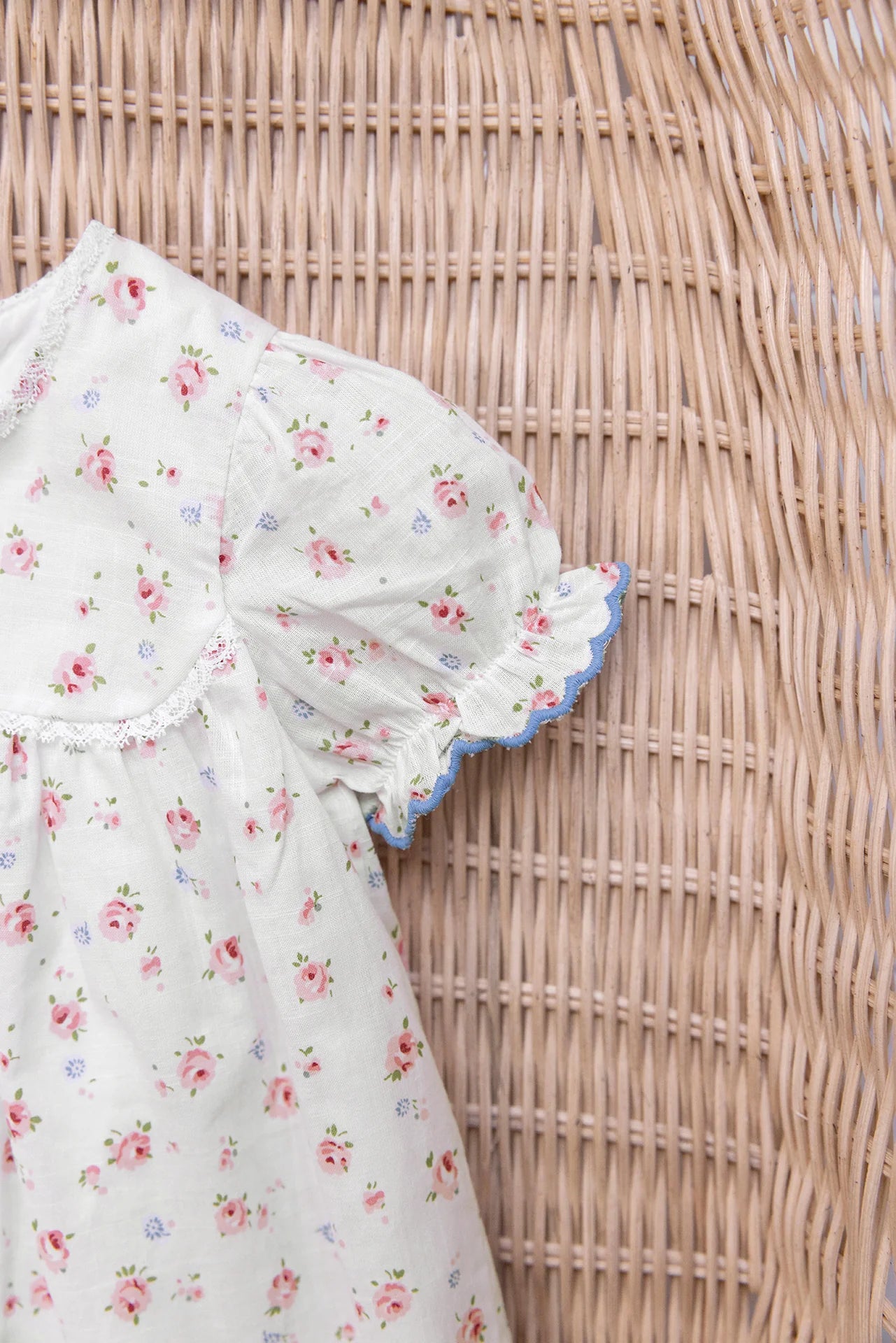 Floral Dress w Blue Trim-Tartine et Chocolat SP26