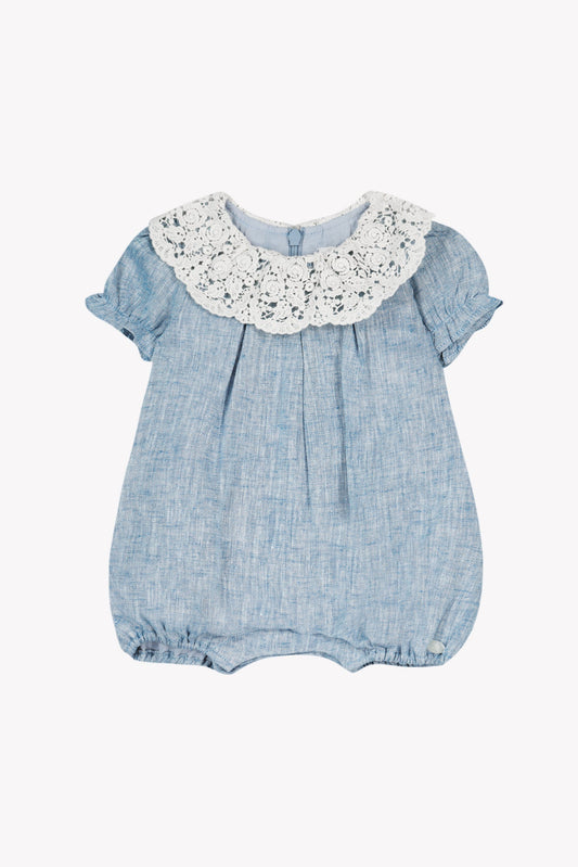 Linen Romper w Lace Collar-Tartine et Chocolat SP26