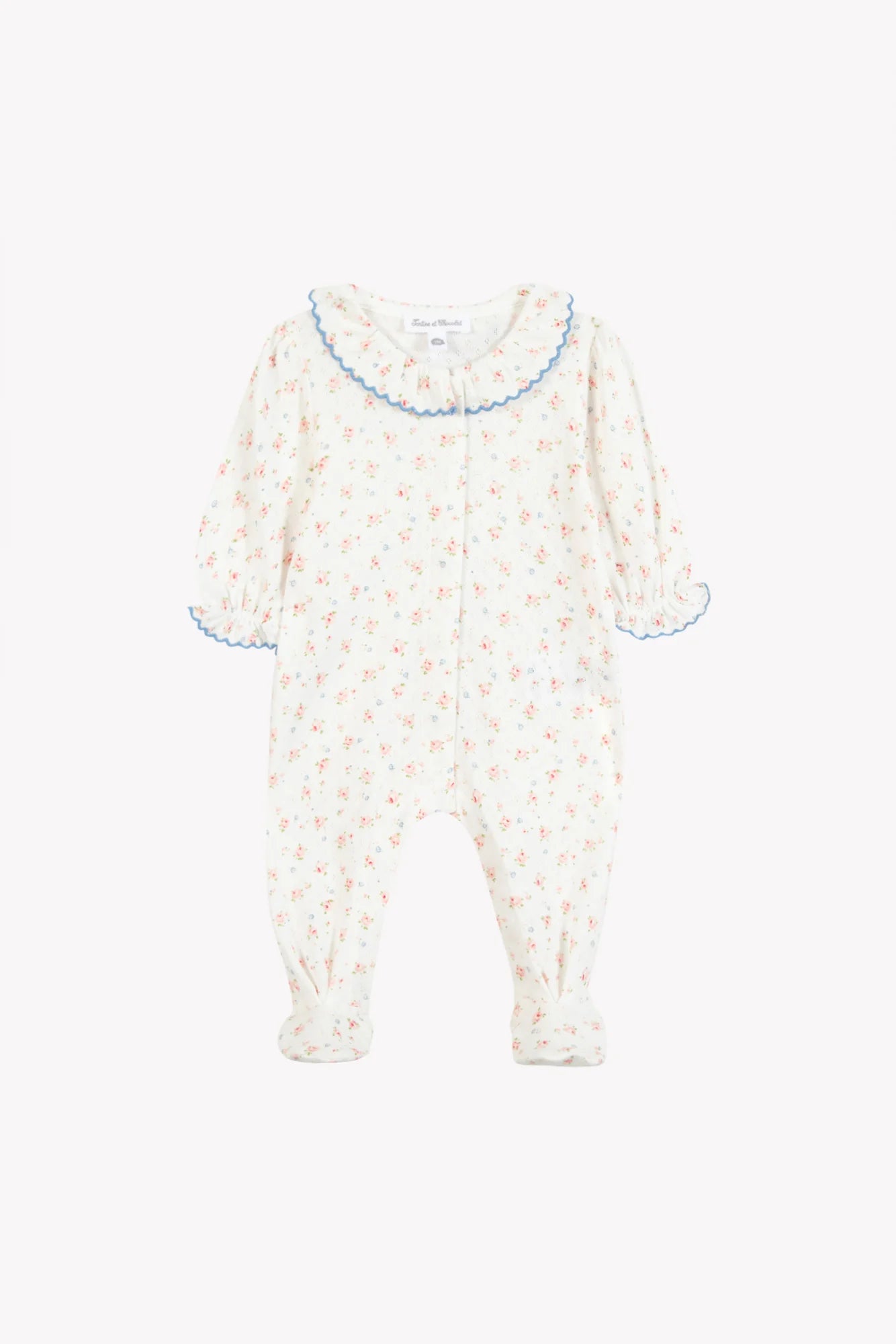Floral Footie w Blue Trim-Tartine et Chocolat SP26
