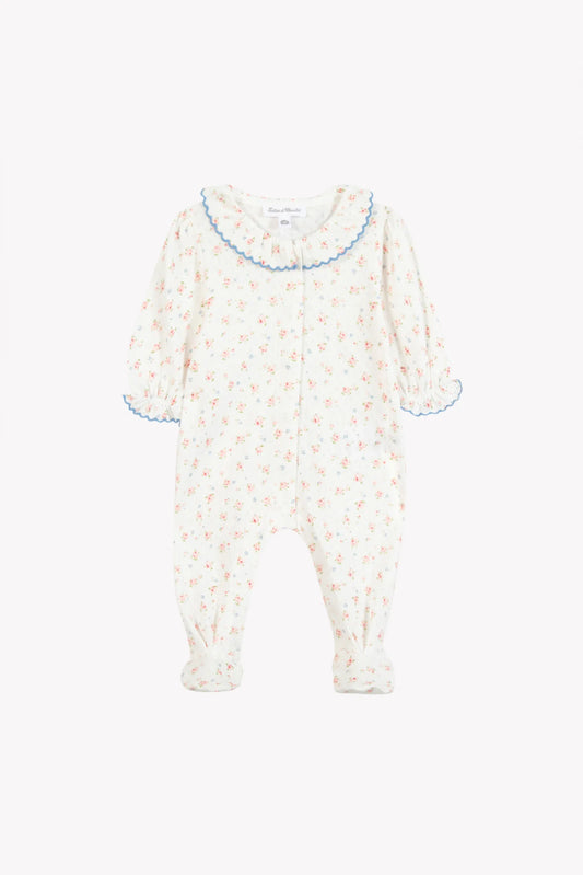 Floral Footie w Blue Trim-Tartine et Chocolat SP26