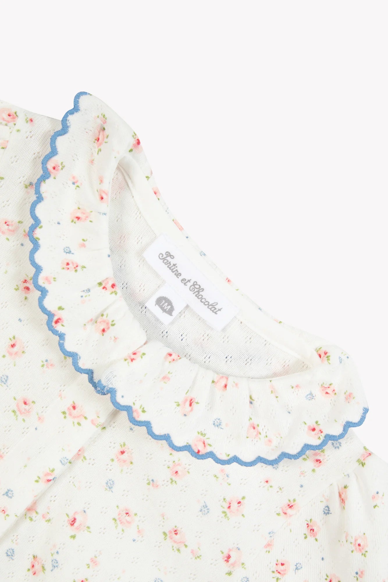 Floral Footie w Blue Trim-Tartine et Chocolat SP26