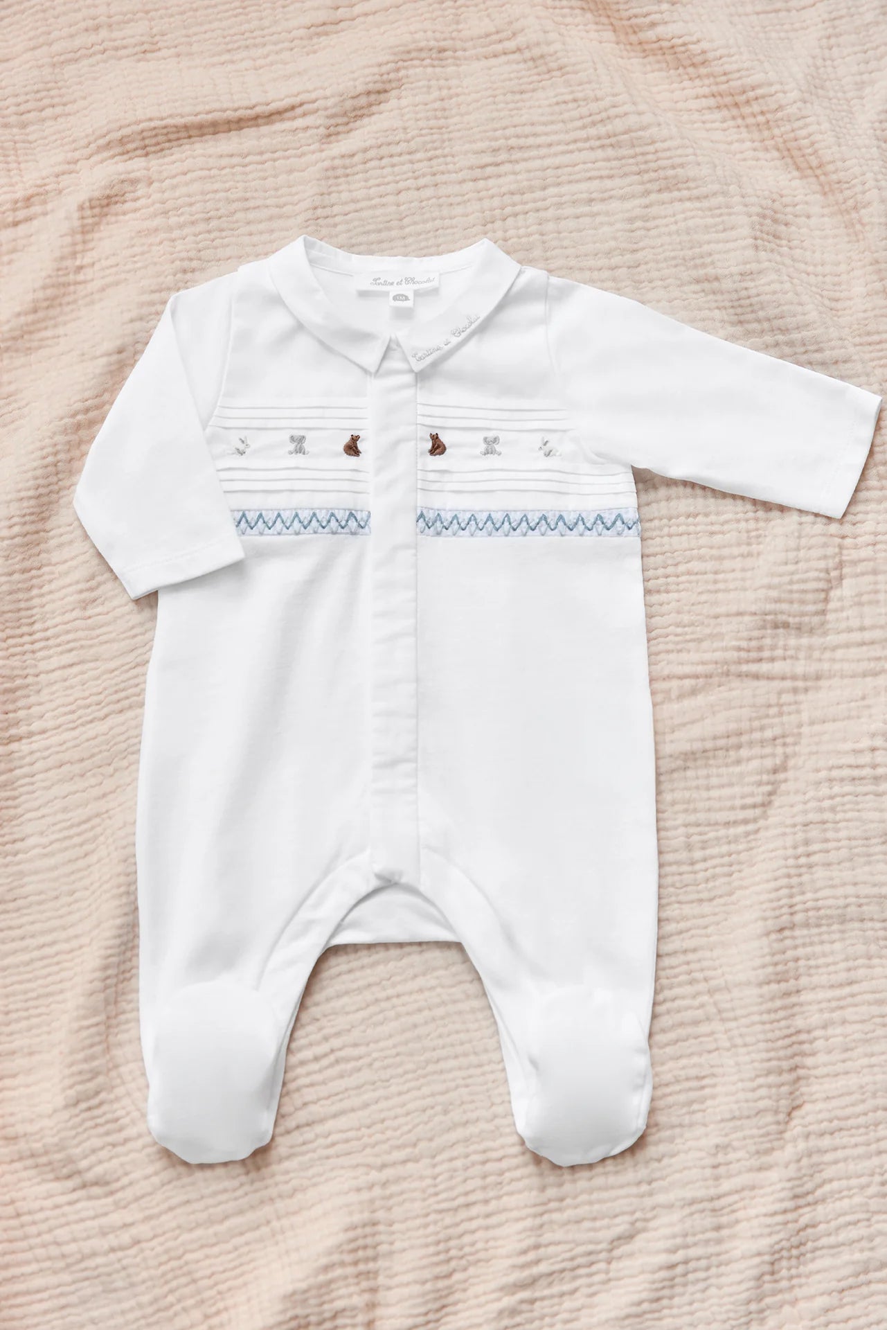 Embroidered Animal Pattern Footie-Tartine et Chocolat SP26