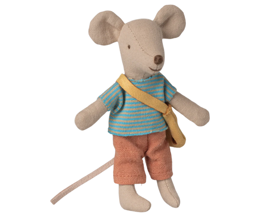 LIttle Brother Mouse w Bag- Maileg
